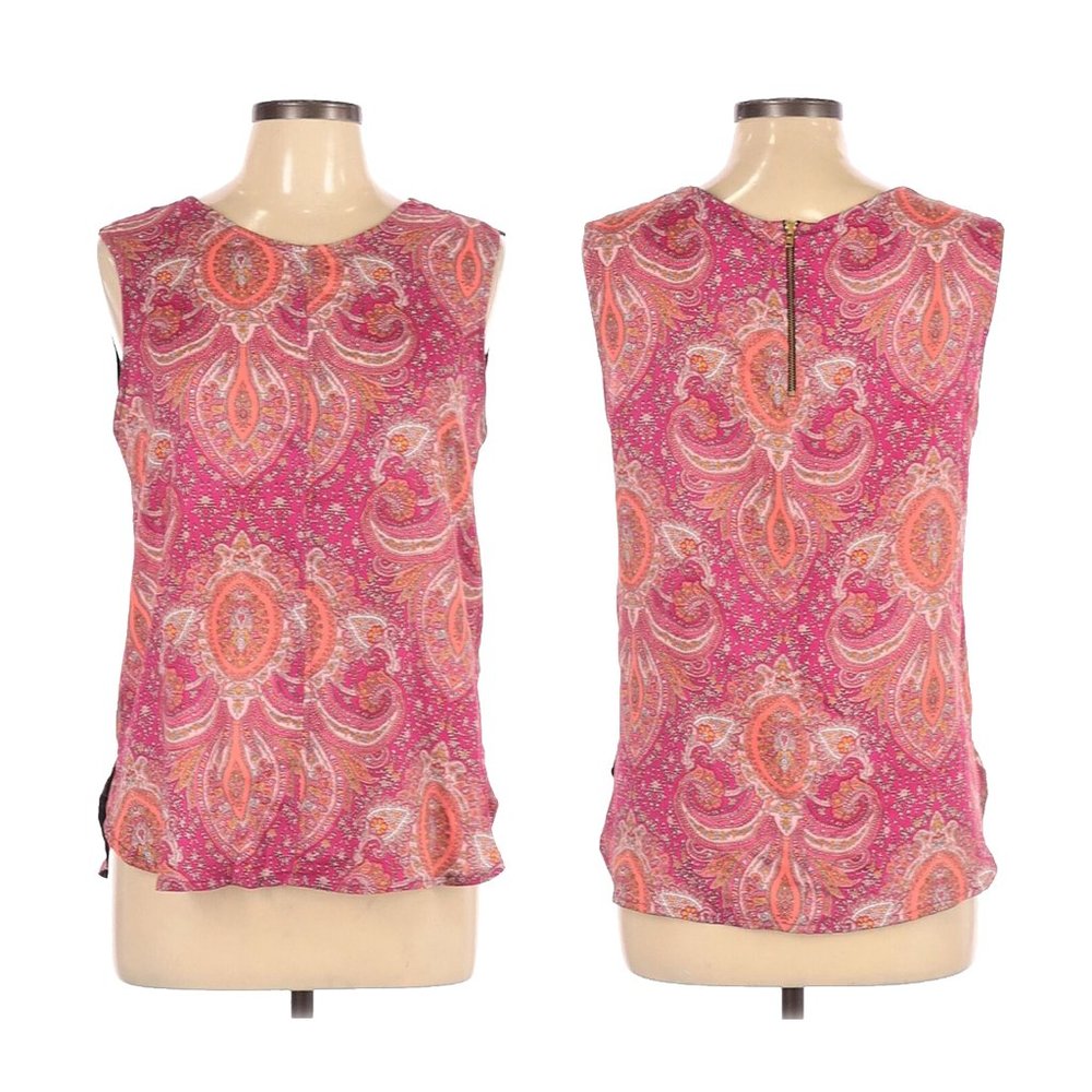 Zara Woman Pink Paisley Sleeveless Top w/ Zipper M